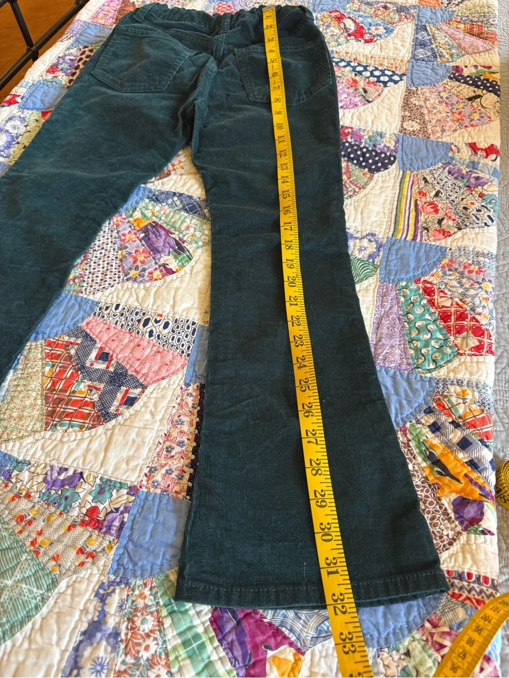 Girl’s l High-Rise Button-Fly Hunter Green Corduroy Jeans